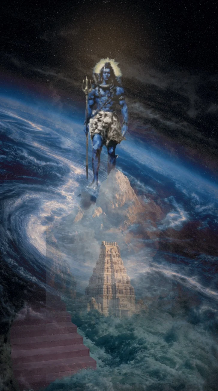 Mahadeva, a matte painting welded from my own plates.